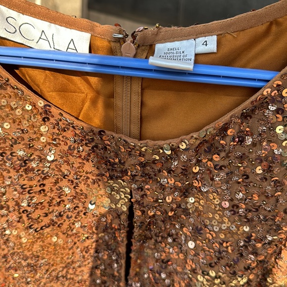 Gold bronze glitter sequins dress size 4 - Picture 2 of 4